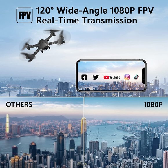 NIB ATTOP X-PACK 18 Foldable Drone with Camera FHD 1080p, Night Black - Picture 13 of 14